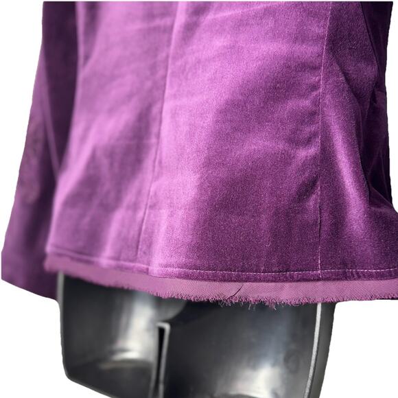 NWOT Focus 2000 Size 6 Purple Velvet Blazer Jacket Embroider Lash Fringe Pocket - Picture 7 of 10